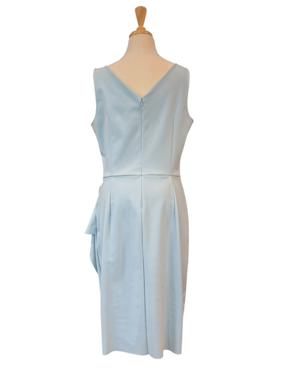 Alex Evenings Surplice Ruched Sheath Dress Rhinestone Brooch Light Blue Size 14 - Picture 4 of 10
